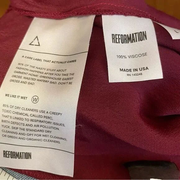 Reformation Burgandy Double V Maxi Slip Dress Size Large - Picture 10 of 11